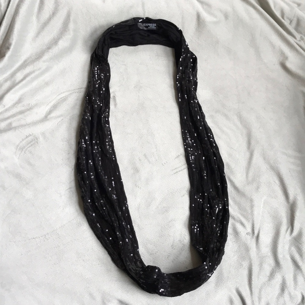 Express black sequin infinity scarf